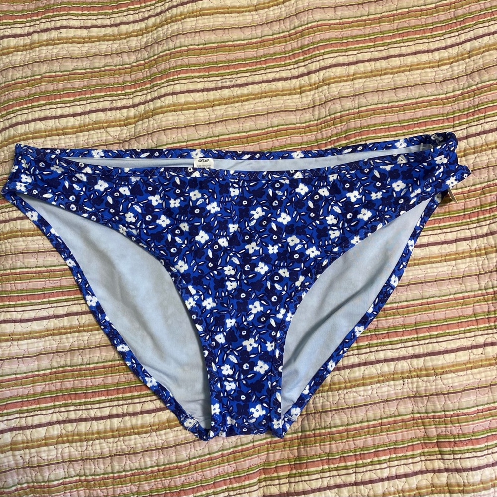 Aerie blue bikini bottoms large blues L floral
